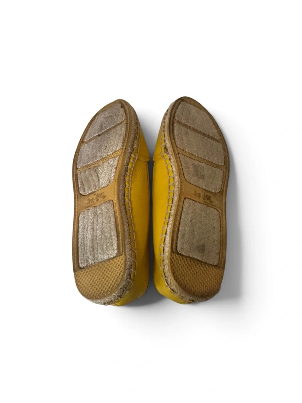 Coach Yellow Leather Espadrille Slip-Ons with Jute Toe